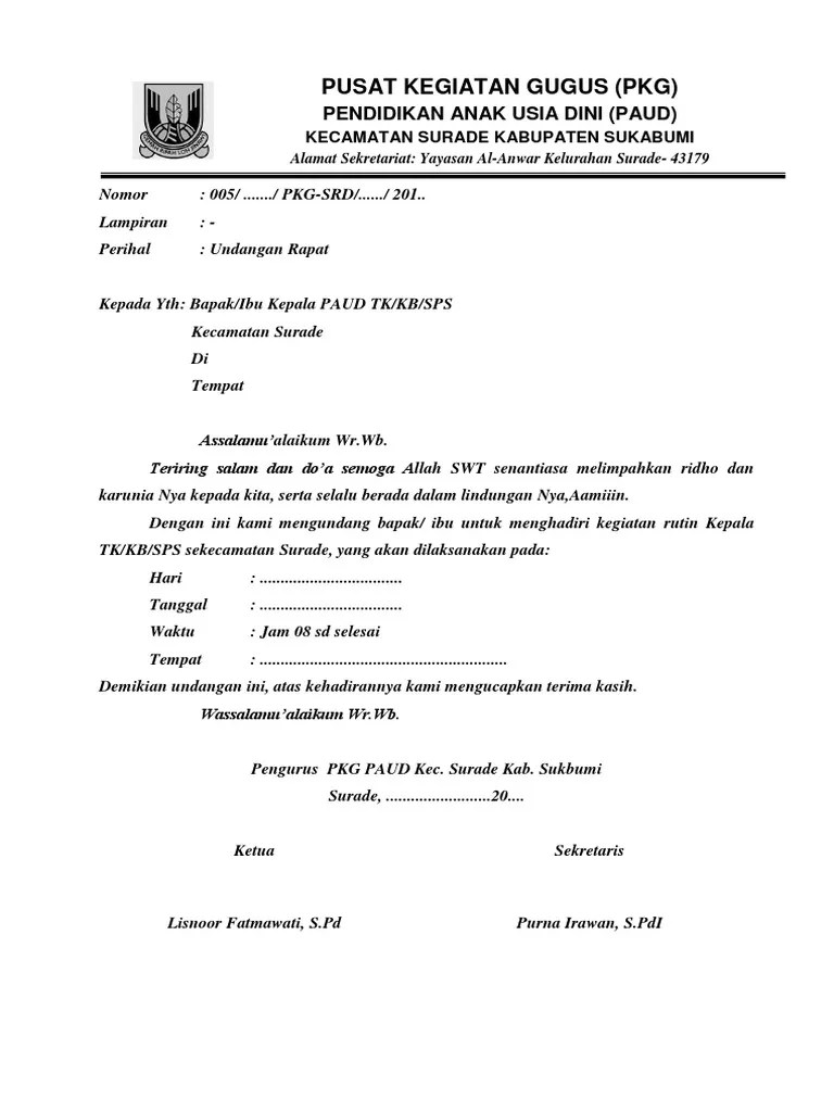 Untuk membantu anda dalam hal ini, . Surat Undangan Pkg Pdf