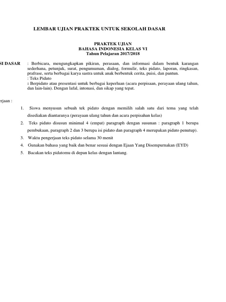 Yuk Lihat Pidato Untuk Ujian Praktek Kelas 6 [Terlengkap] 