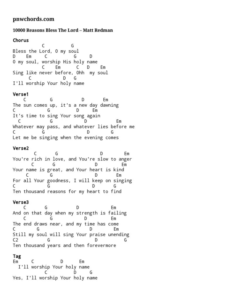 Reasons Bless The Lord Chords - Matt Redman | PDF