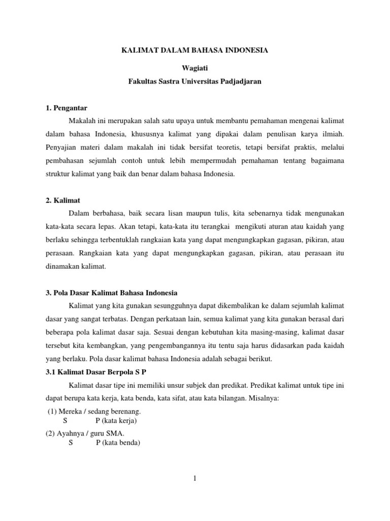 Frasa adalah gabungan dua kata atau lebih yang bersifat nonpredikatif . Kalimat Dalam Bahasa Indonesia Pdf