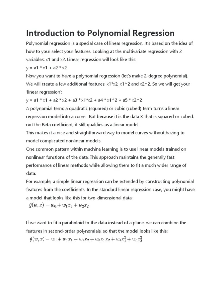 Introduction To Polynomial Regression | PDF | Regression Analysis ...