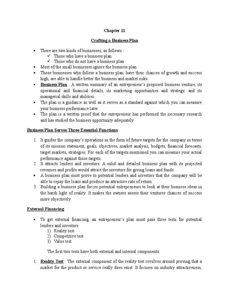 CH 11 Crafting A Business Plan | PDF | Business Plan | Entrepreneurship