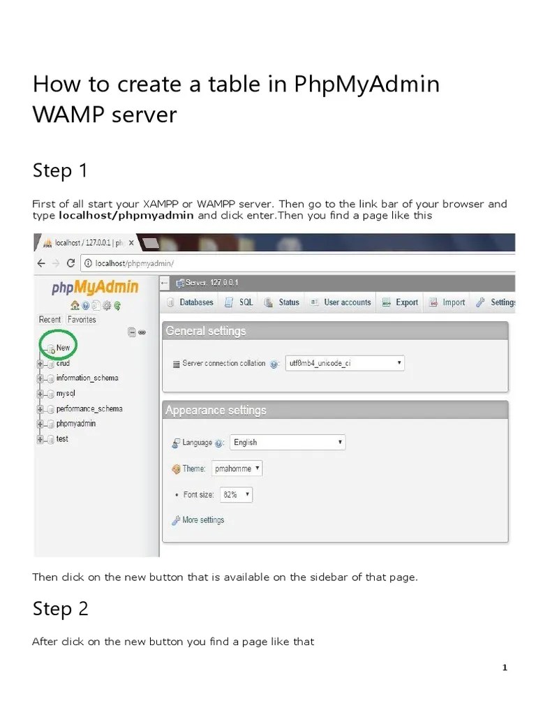 Chapter 1 How To Create A Table In PhpMyAdmin XAMPP Or WAMP Server ...