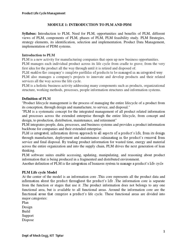PLM 1-1 PDF | PDF | Product Lifecycle | Computer Aided Design