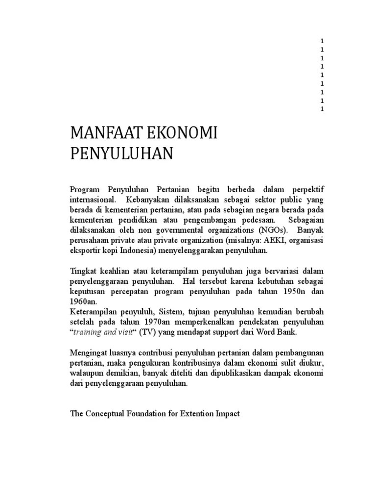 Manfaat Ekonomi Penyuluhan | PDF