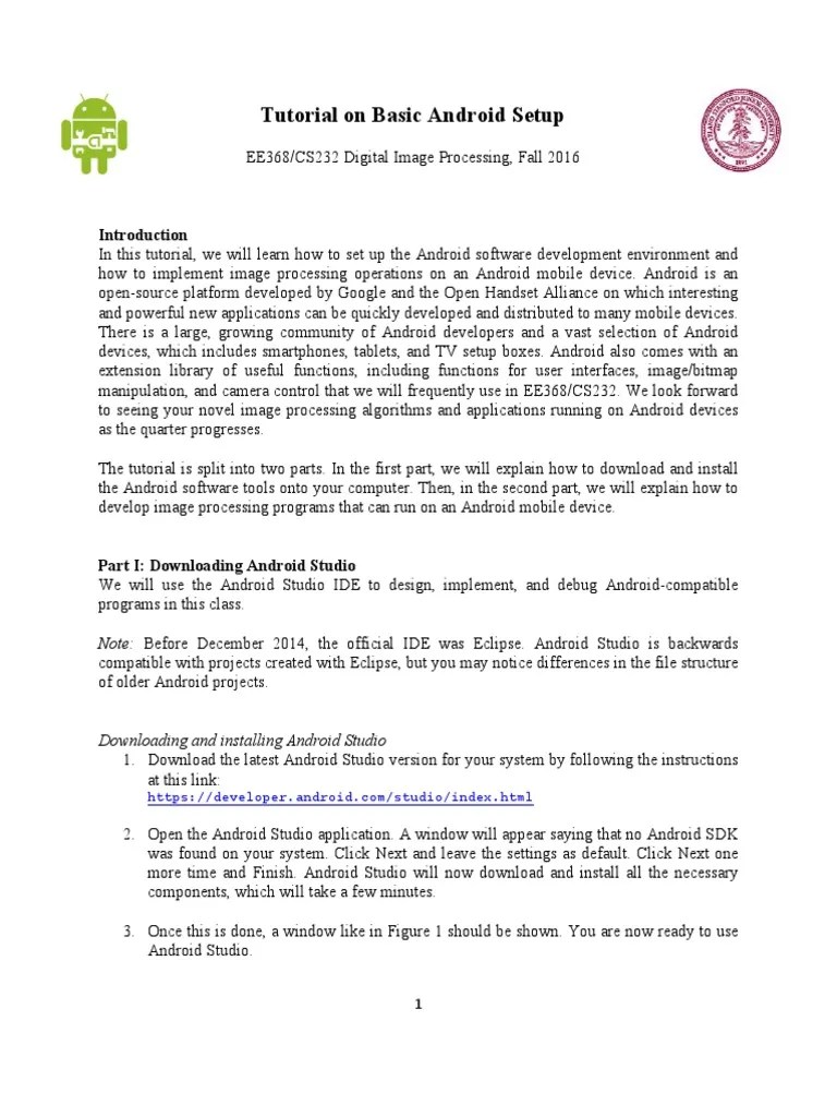 01 Tutorial On Basic Android Setup | Download Free PDF | Android ...