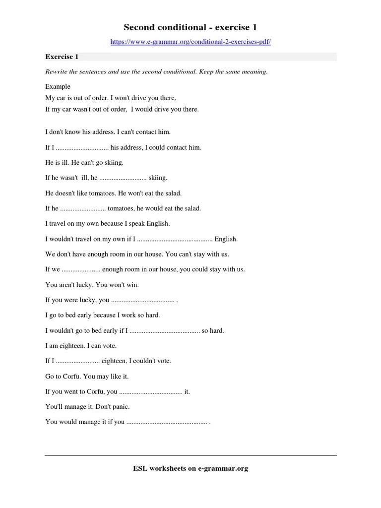 second conditional exercise 1 pdf