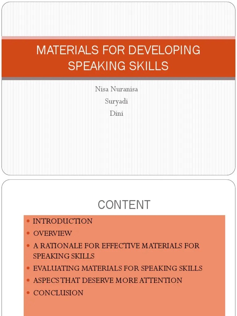Materials For Developing Speaking Skills | PDF | Second Language ...
