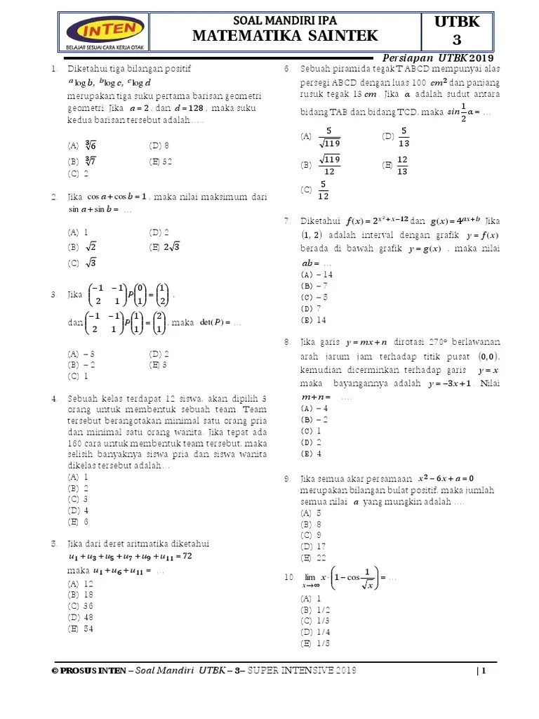 Contoh Soal Tps Dan Tka Soshum 2019 2020 Soal Utbk Sbmptn 2021 Dan Pembahasan Pdf Contoh Tes UTBK TPS TKA Saintek.