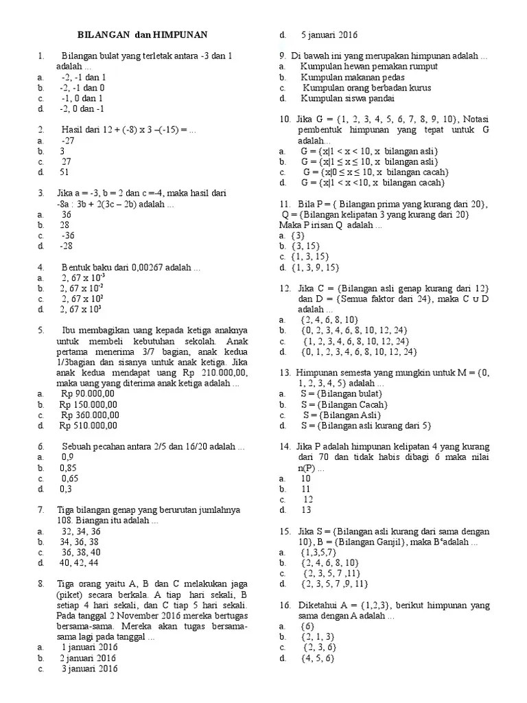 Bilangan Dan Himpunan | PDF