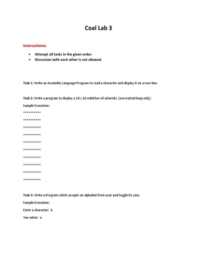 Coal Lab 3: Instructions | PDF