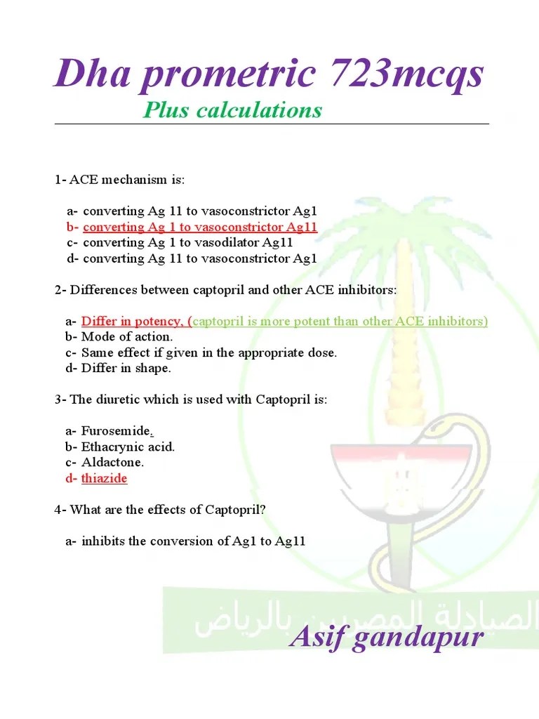 Prometric Mcqs Plus Caculations | PDF | Vitamin C | Vitamin D