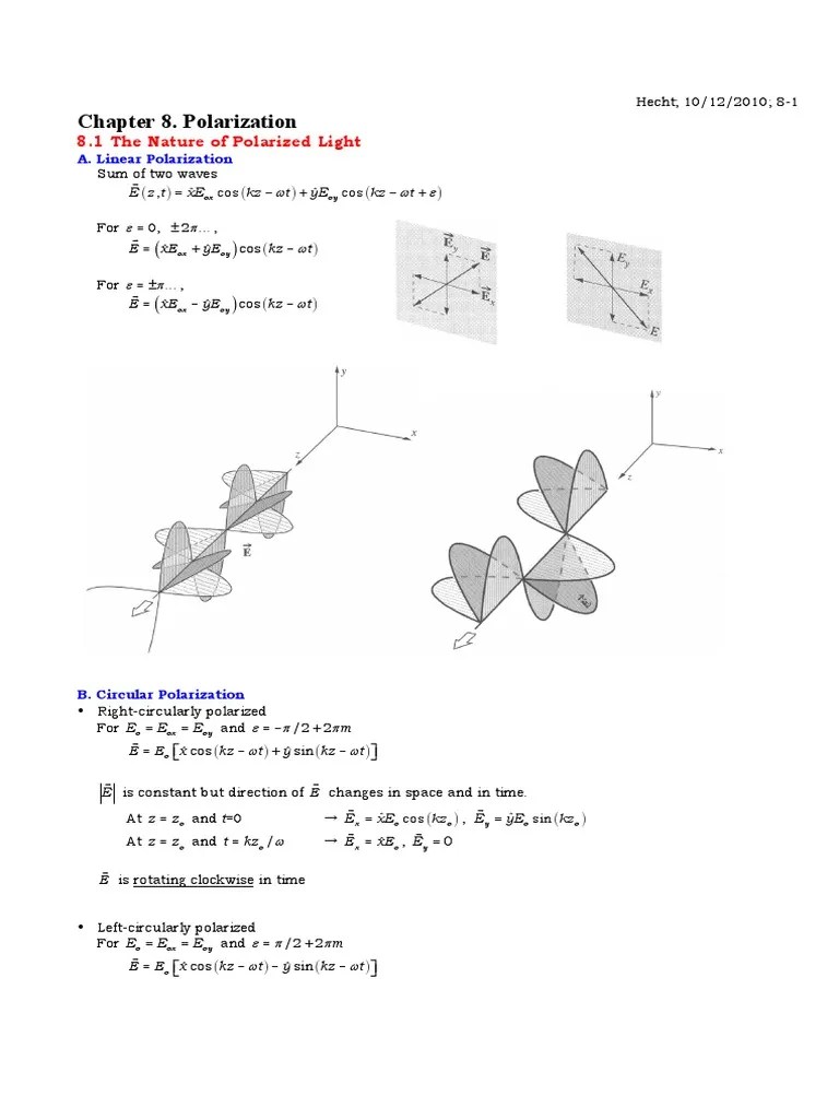 Chapter 8. Polarization: 8.1 The Nature Of Polarized Light | PDF ...