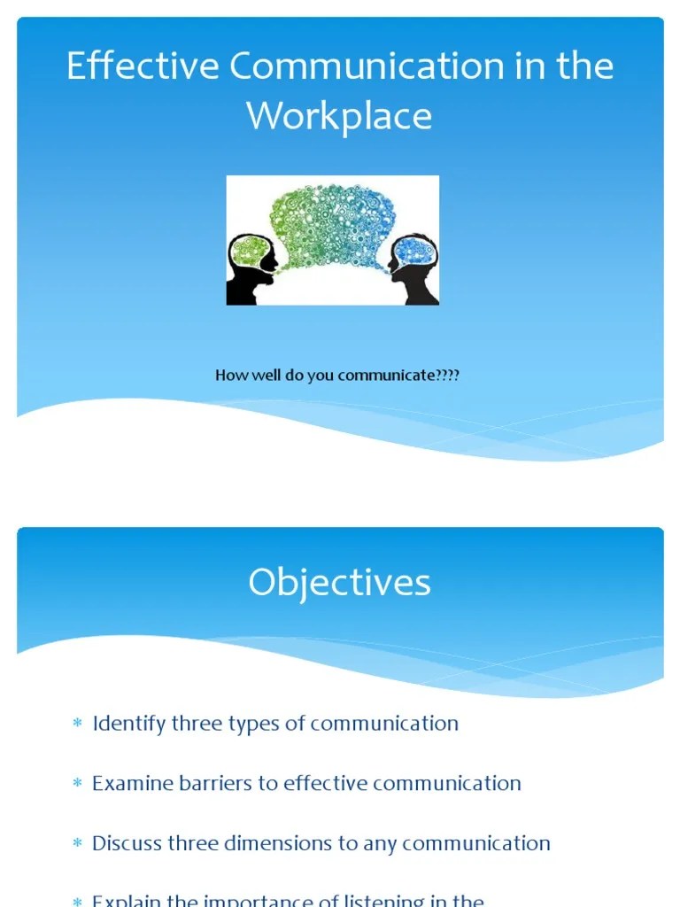 Effective Communication In The Workplace PDF | Download Free PDF ...