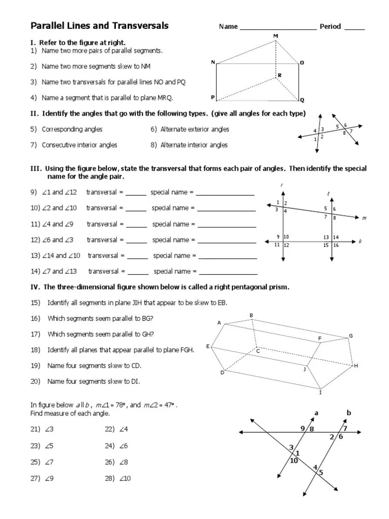 They may occasionally turn to a friend for some guidance. 3 1 Worksheet Parallel Lines And Transversal Pdf Classical Geometry Elementary Geometry