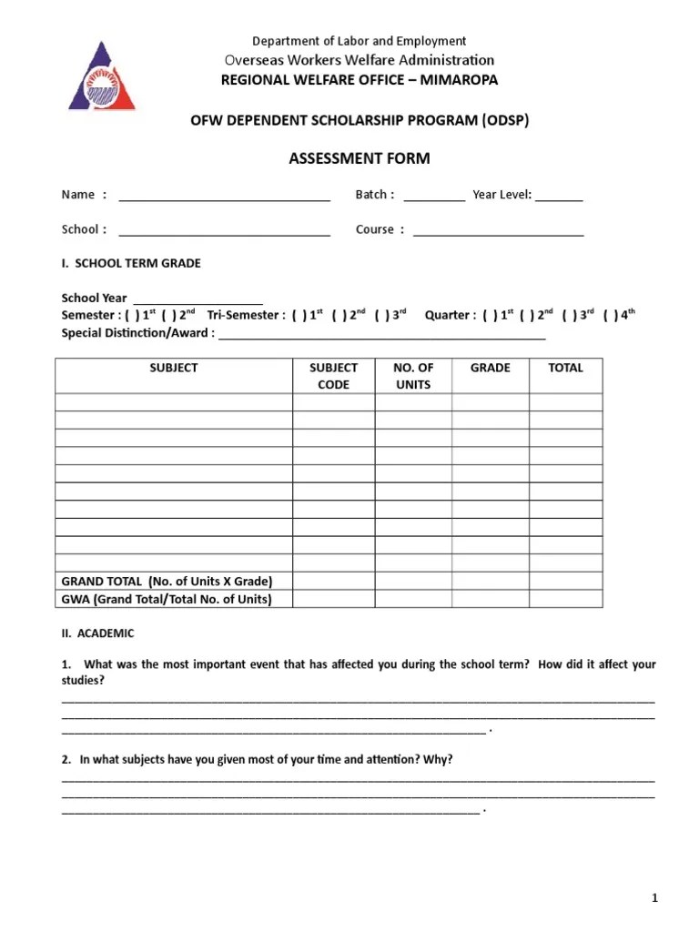 Odsp form