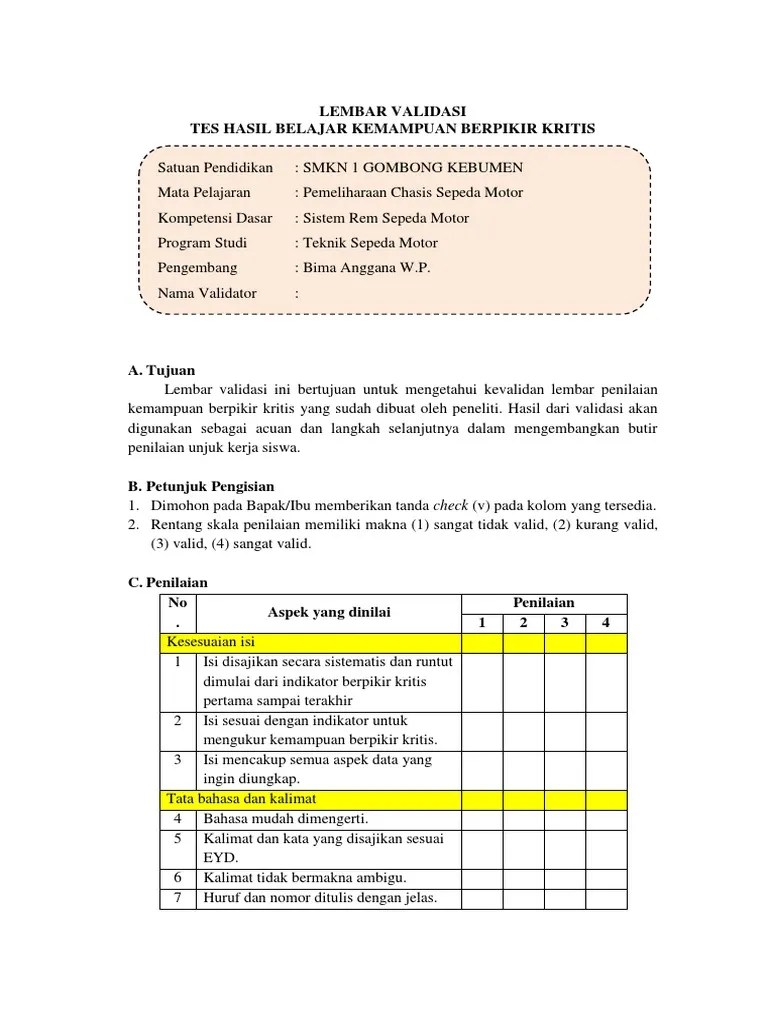 Contoh Soal Berpikir Kritis Matematika Sma Karena dengan bersifat demikian.