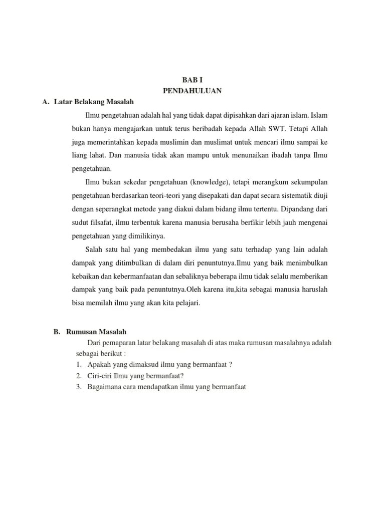 Makalah Agama Islam Ilmu Bermanfaat | PDF