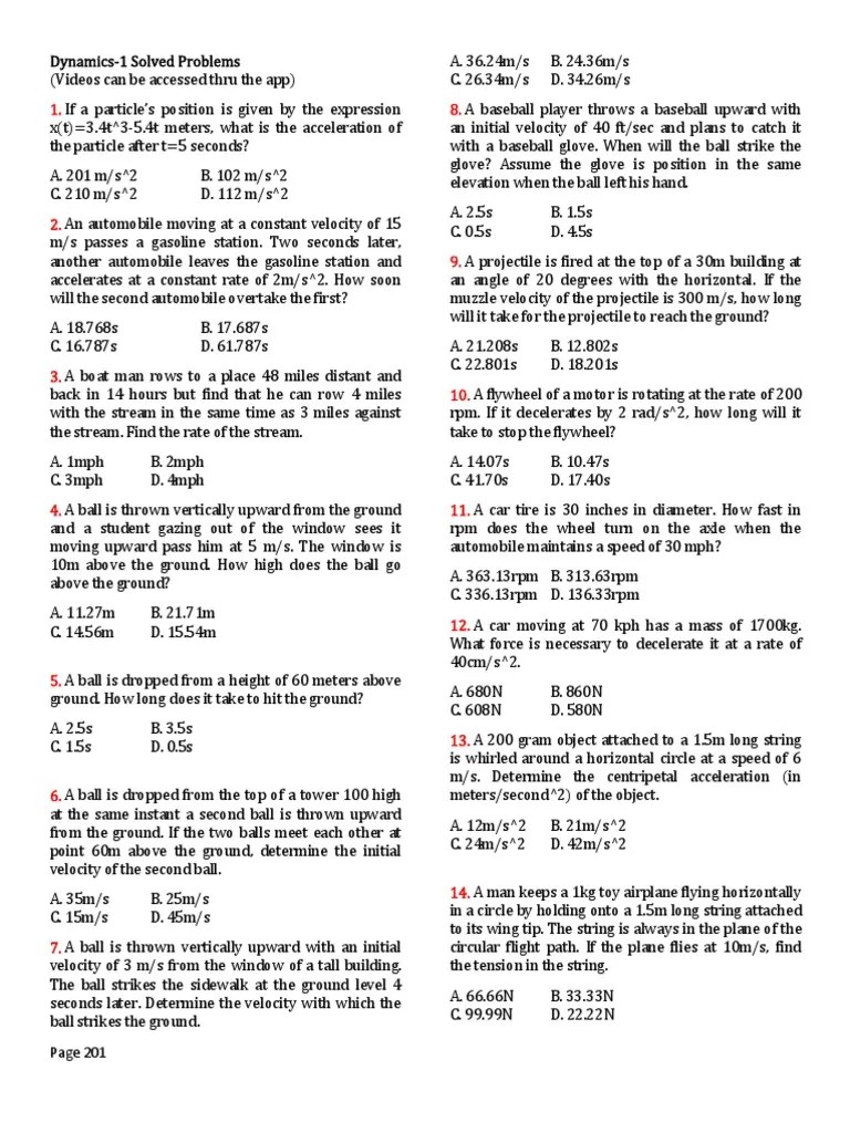 Dynamics 1 Solved Problems | PDF | Projectiles | Acceleration