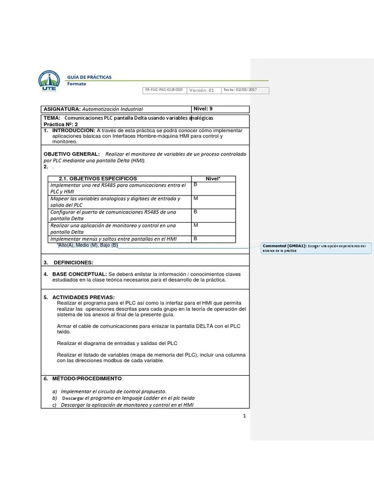 Practica 2 Automatizacion | PDF | Controlador Lógico Programable | Programa De Computadora