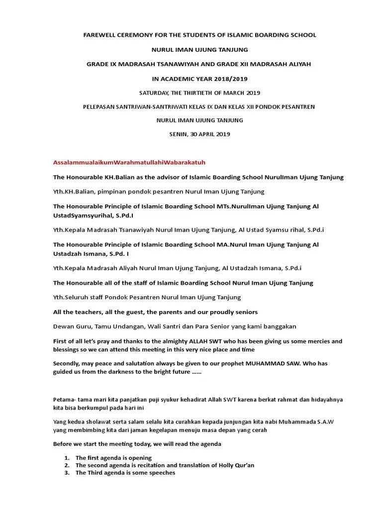 Farewell Ceremony For The Students Of Islamic Boarding School | PDF | Semitic Words And Phrases ...