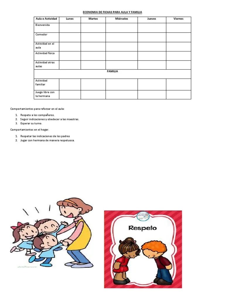 Economia De Fichas Para Aula Y Familia | PDF