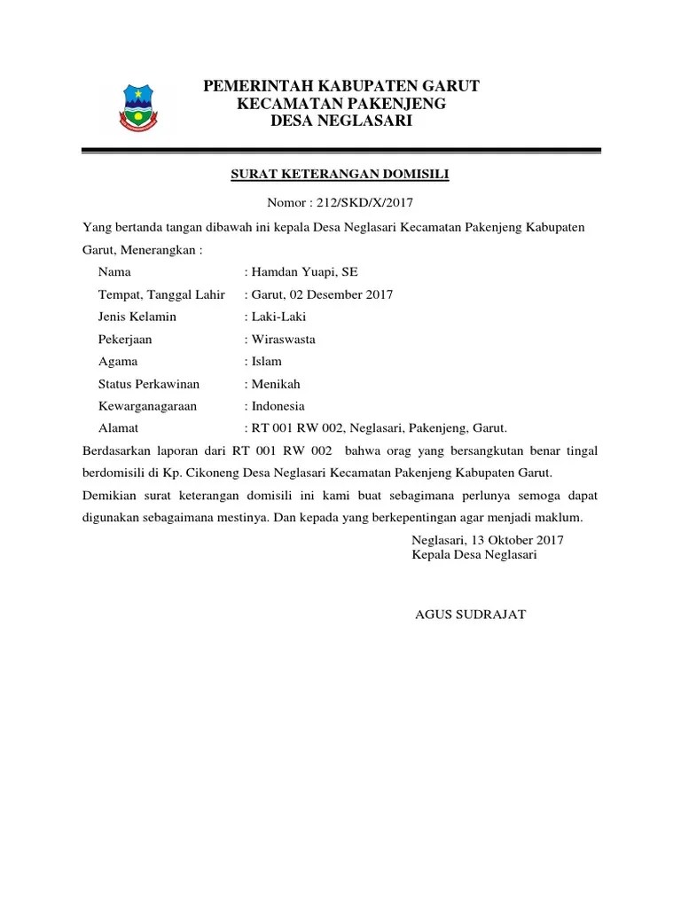 Contoh surat keterangan domisili usaha. Contoh Surat Keterangan Domisili