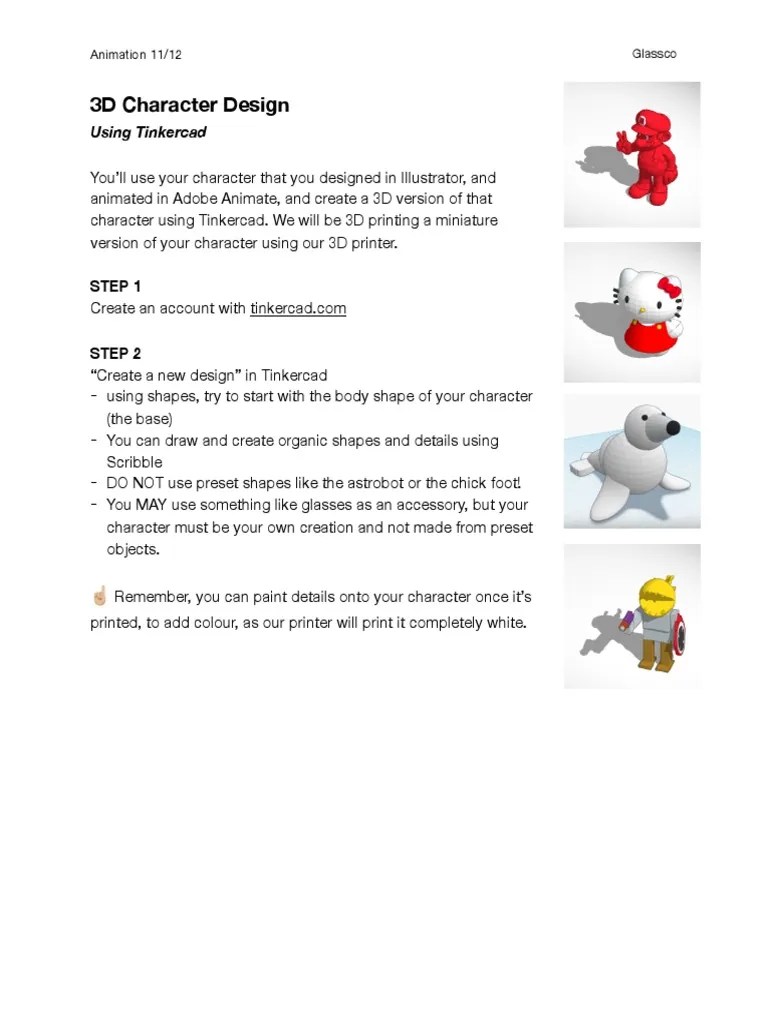 3dcharacterdesign Tinkercad PDF | PDF