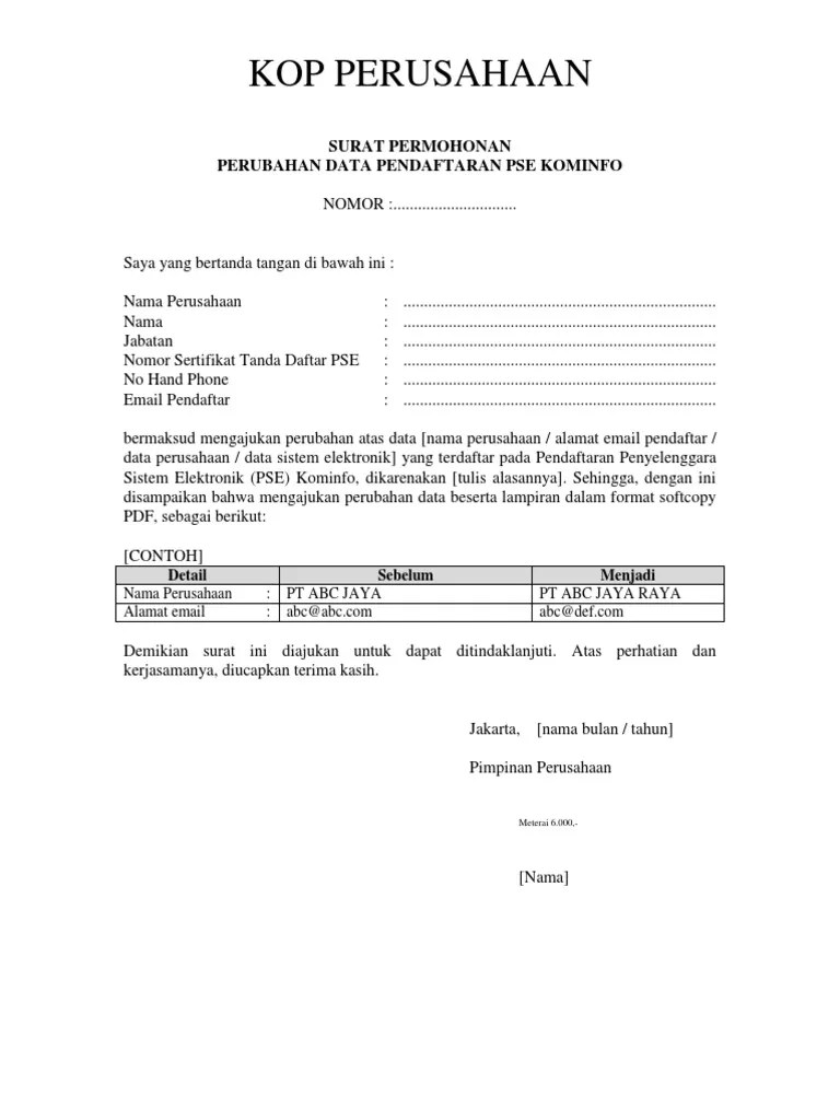 Surat permohonan perubahan data npwp beserta lampirannya asli demikian ini surat kuasa ini dibuat dengan sebenarnya untuk digunakan sebagaimana mestinya. Form Surat Permohonan Perubahan Data Pdf