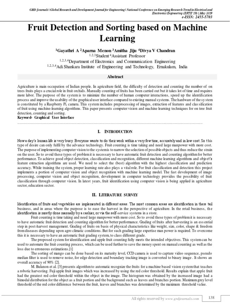 Fruit Detection And Sorting Based On Machine Learning | PDF | Image ...