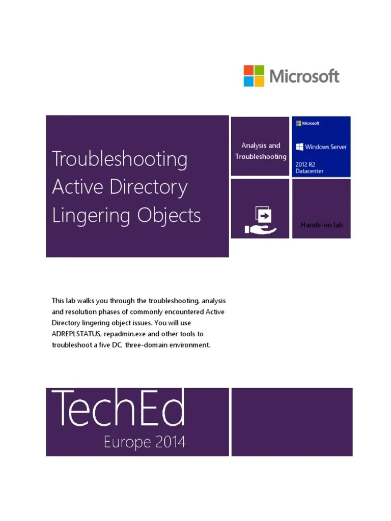Troubleshooting Active Directory Lingering Objects PDF | Download Free ...