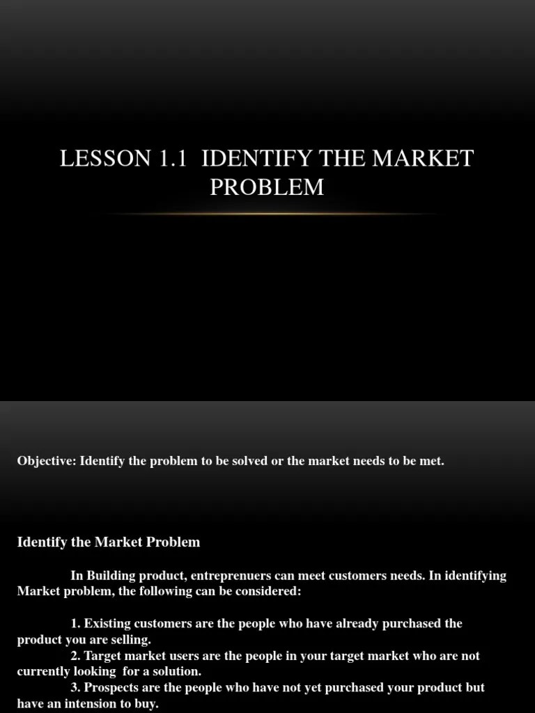 Lesson 6 Identify Market Problem VJAREVALO | PDF | Market Segmentation ...