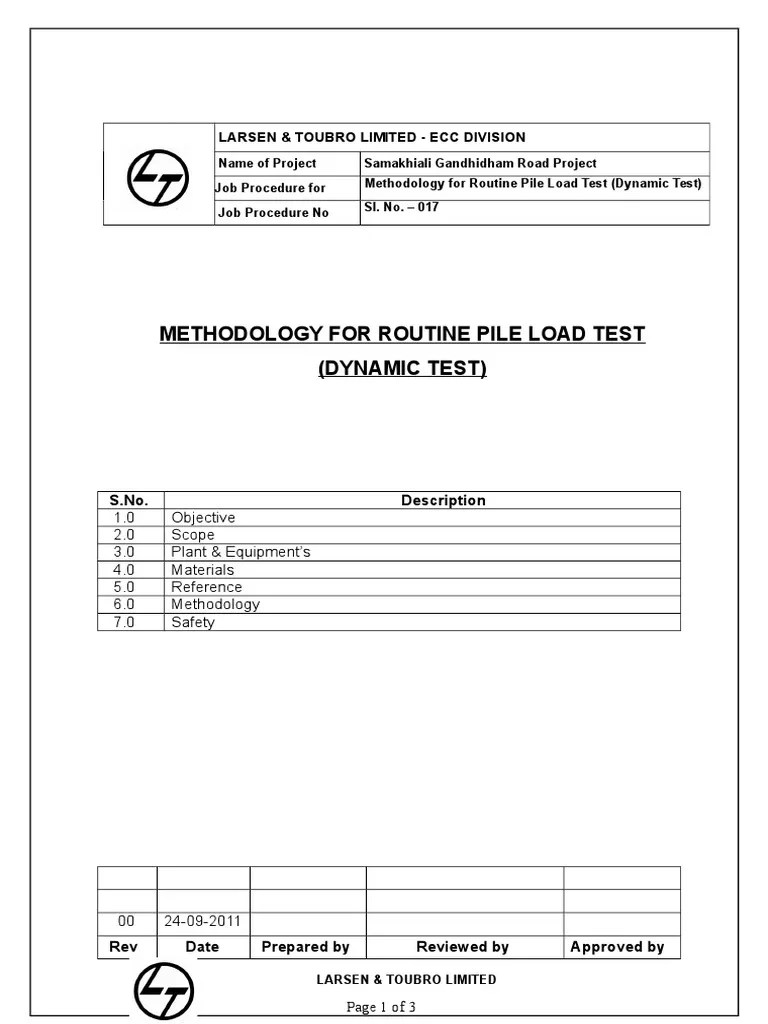Method Statement Of Routine Pile Load Test (Dynamic) | PDF | Deep Foundation | Accelerometer