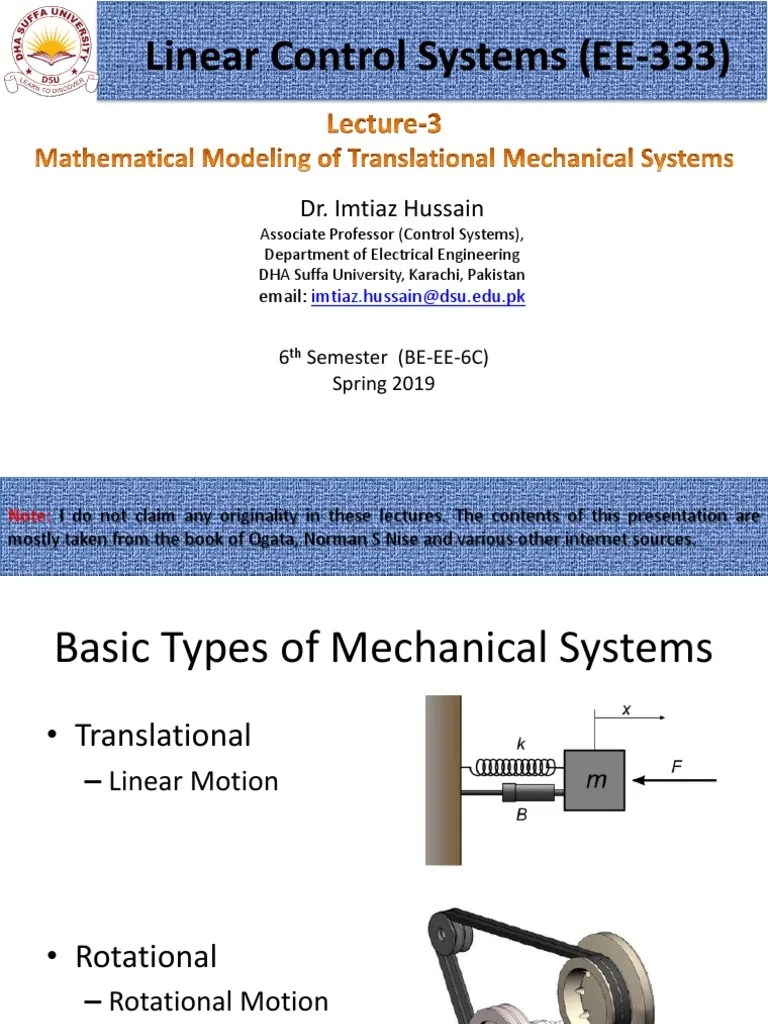 Lecture-3 Modeling Of Translational Mechanical Systems | PDF | Machines ...
