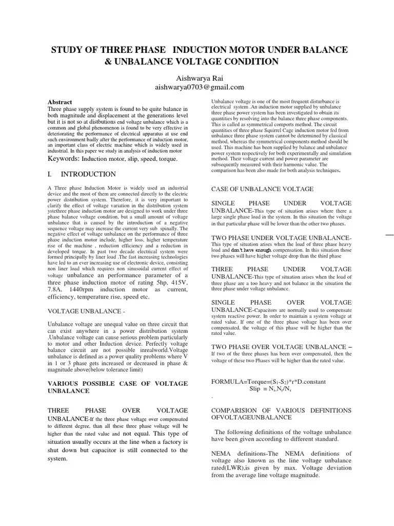Performance Analysis Of Three Phase Induction Motor Under