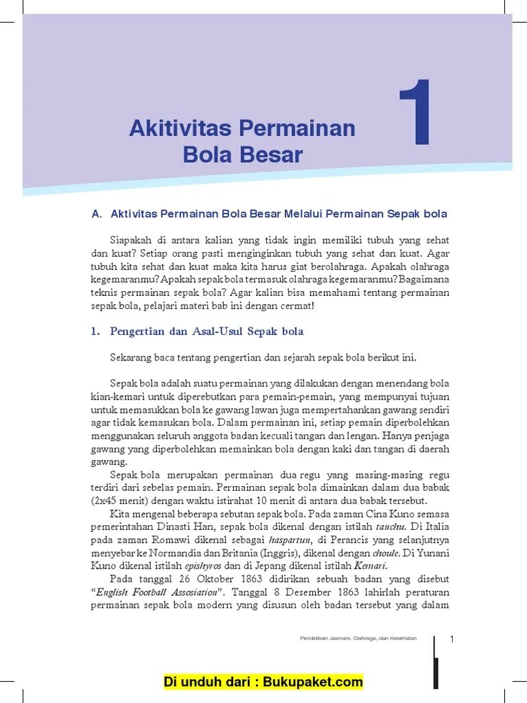 Pelajaran 1 Aktivitas Permainan Bola Besar Pdf Agar tubuh kita sehat dan kuat maka kita harus giat berolahraga.