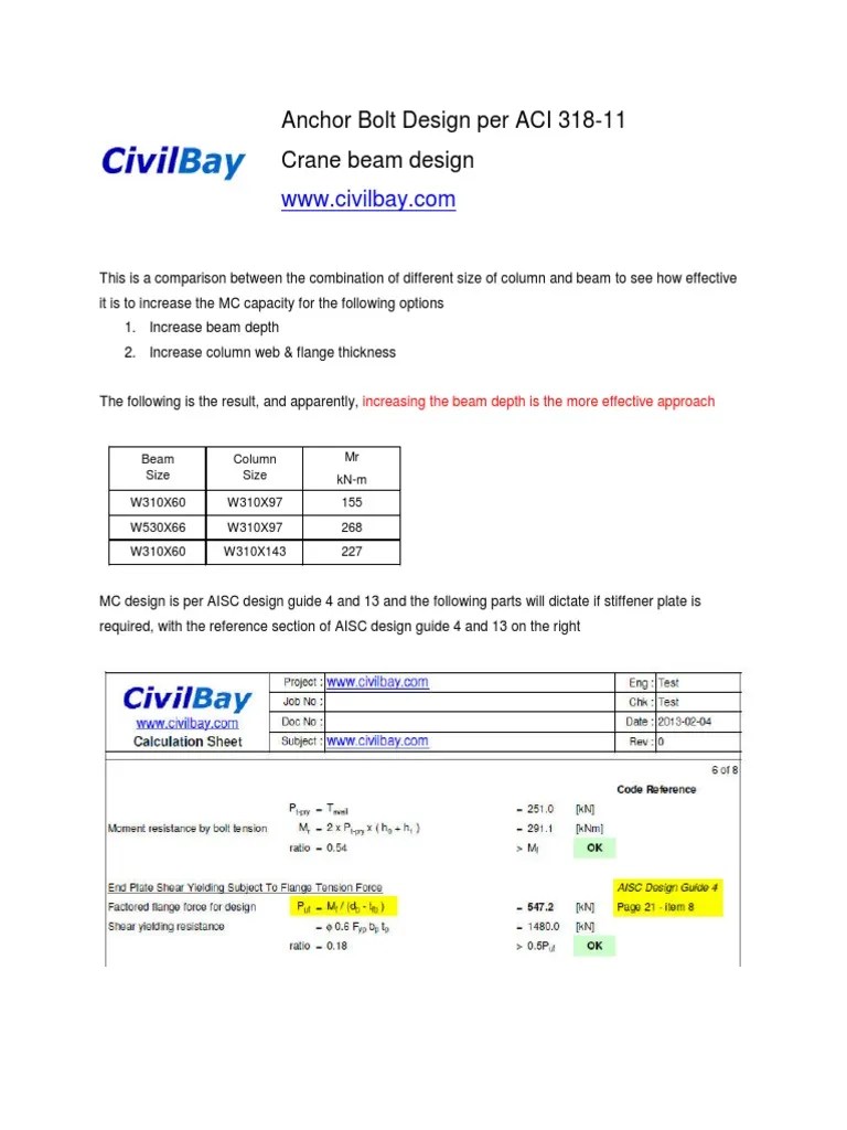 Design Of Anchors | PDF | Screw | Beam (Structure)