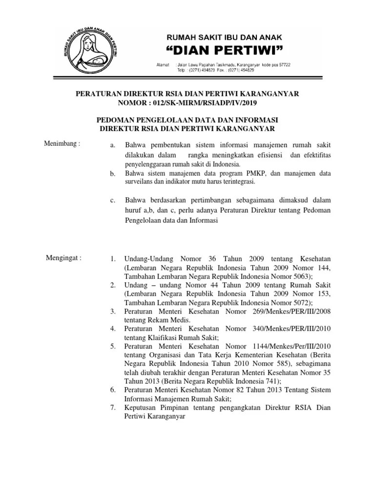 Pedoman Pengelolaan Data Dan Informasi | PDF