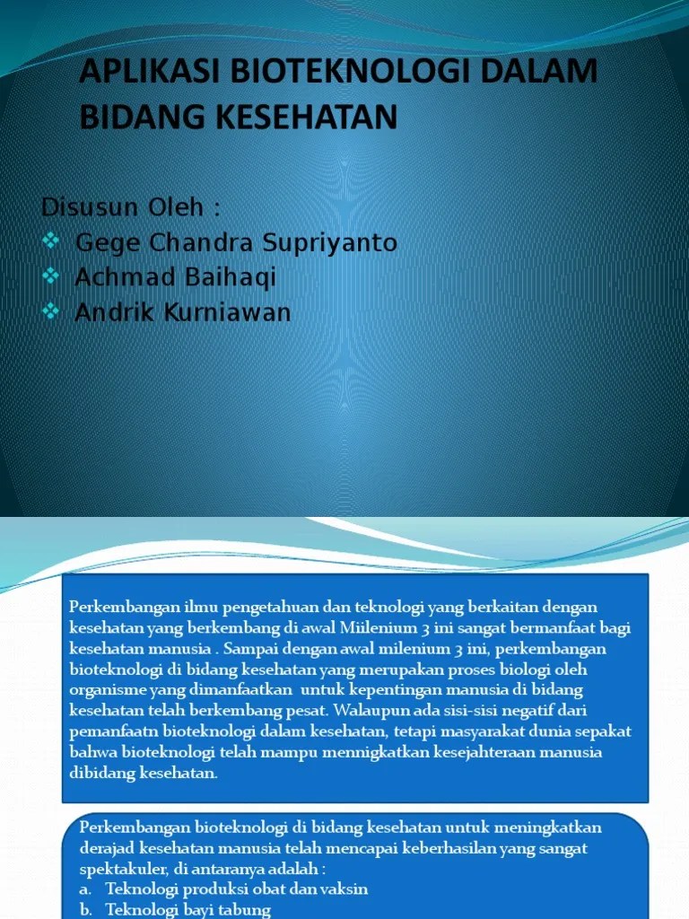 Aplikasi Bioteknologi Dalam Bidang Kesehatan-1 | PDF