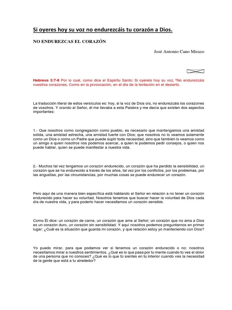 Si Oyeres Hoy Su Voz No Endurezcáis Tu Corazón A Dios | PDF | Moisés | Bendición