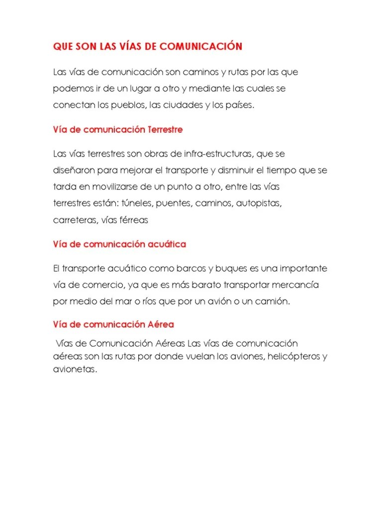 Que Son Las Vías De Comunicación | PDF