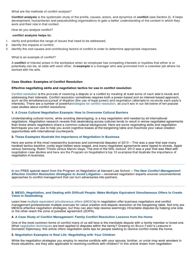 What Are The Methods Of Conflict Analysis | PDF | Conflict Resolution | Negotiation