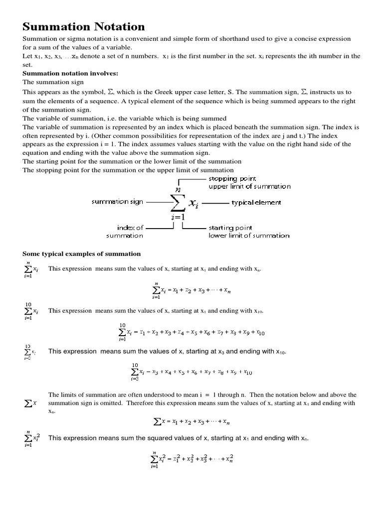 Summation Notation Lecture | PDF | Summation | Mathematical Notation