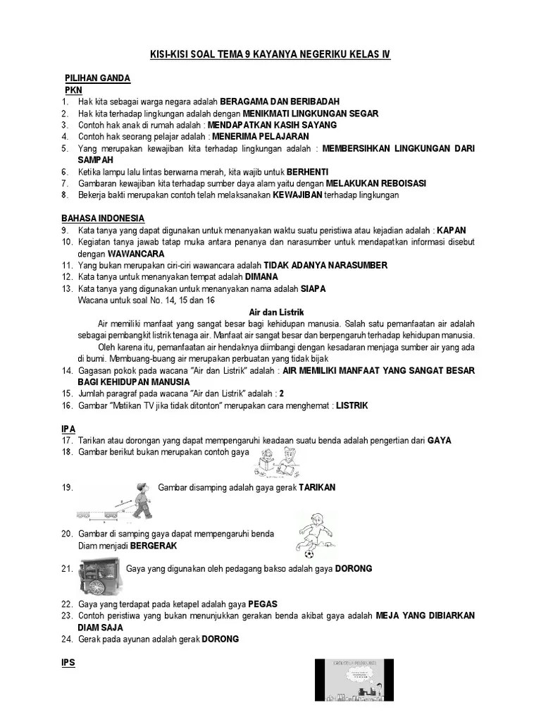 Soal Pas K13 Kelas 4 Tema 9 Kayanya Negeriku Guru Belajar Untuk kali ini soal yang saya berikan contoh yaitu Soal UAS K13 Kelas 4 Semester 2 Tema 9 Kayanya Negeriku.
