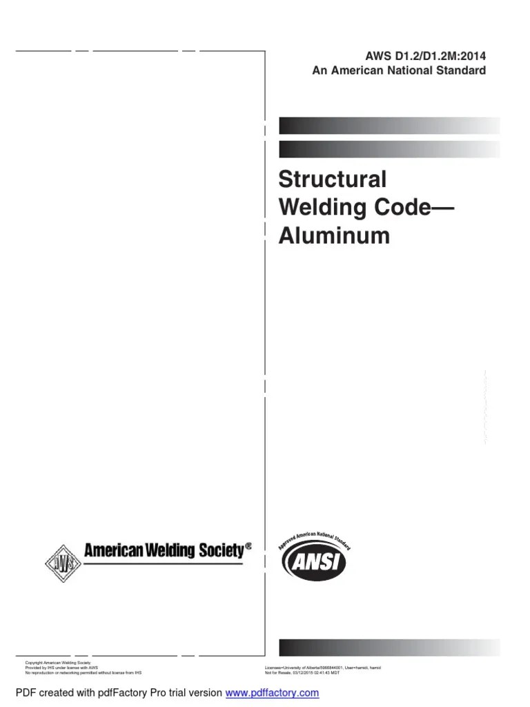 Aws D 1.2 D1.2M 2014 | PDF