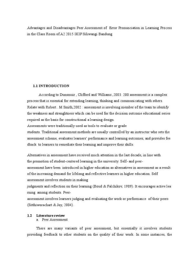 Advantages And Disadvantages Peer Assessment Of Error Pronunciation In Learning Process In The ...