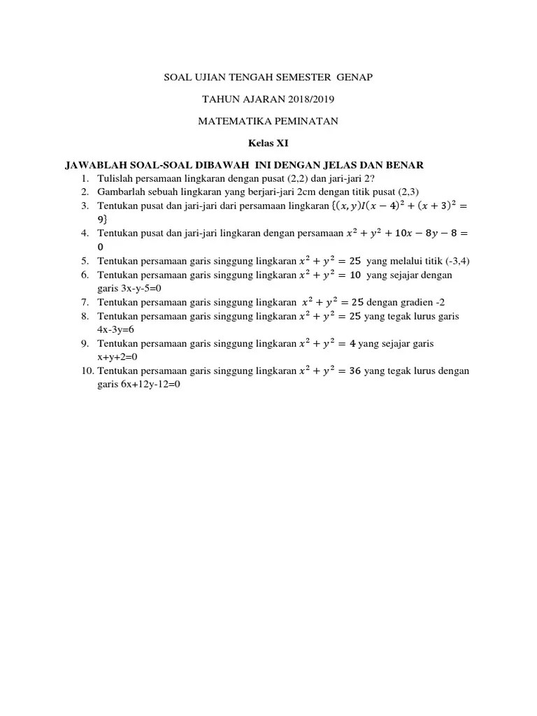 Soal Ujian Tengah Semester Genap | PDF
