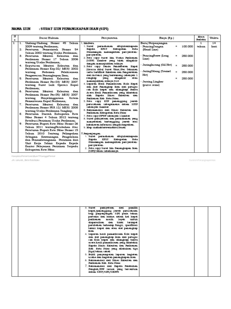 Contoh Surat Izin Penangkapan Ikan (Laut) | PDF