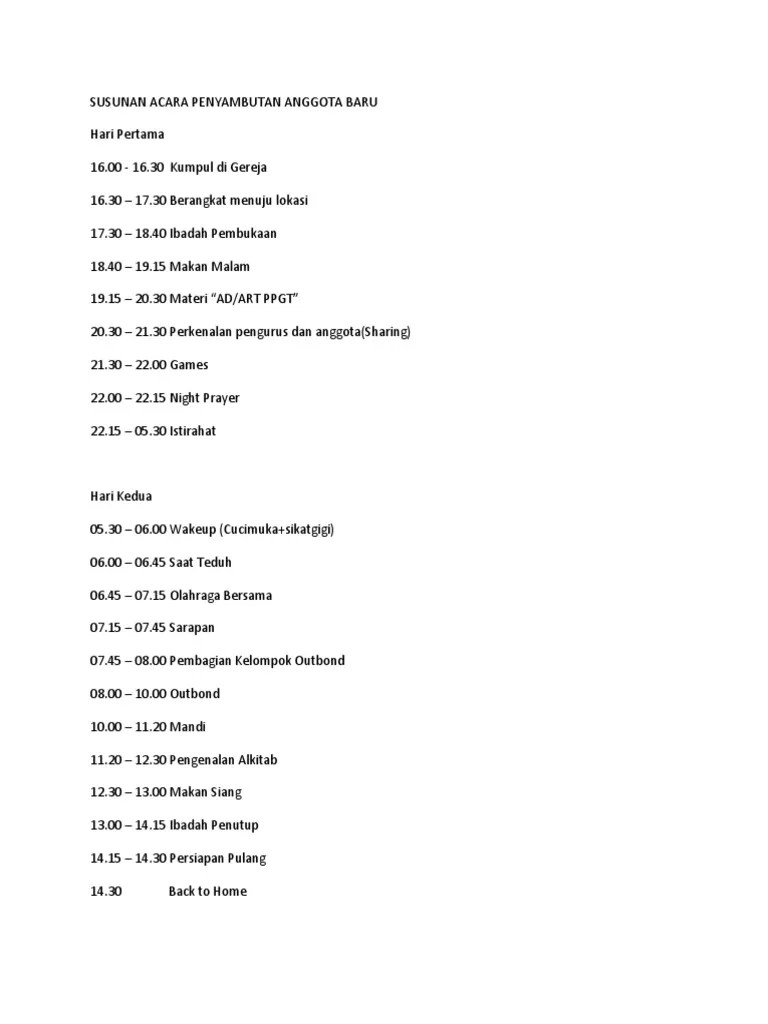 Susunan Acara Penyambutan Anggota Baru | PDF