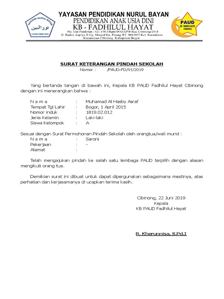 Contoh Surat Pindah Sekolah Doc : Contoh Surat Mutasi Guru Otosection